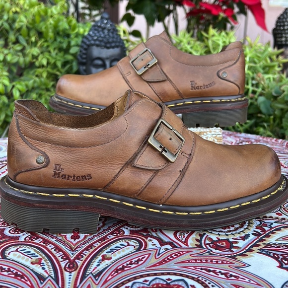 Dr. Martens Tan Monk Strap Distressed Channon 11281 Loafers - Picture 1 of 16